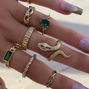 8 pc Style Faux Gemstone Rings